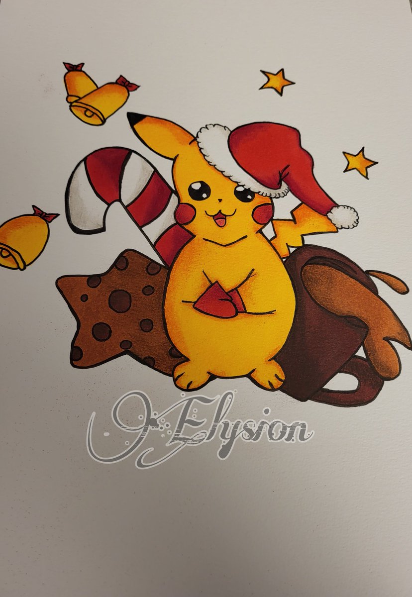 Elysionphonix's tweet photo. Good morning 😋
A little Christmas Pikachu for you ❤️
I made this picture for a little competition by @alex_voelker_me ❤️
I hope you like it❤️
#pikachu #pokèmon #christmas #sweet #twinmarker #polycromos #cakao #pokèmonpikachu #pokèmonnitendo https://t.co/YgcaVp04Cn