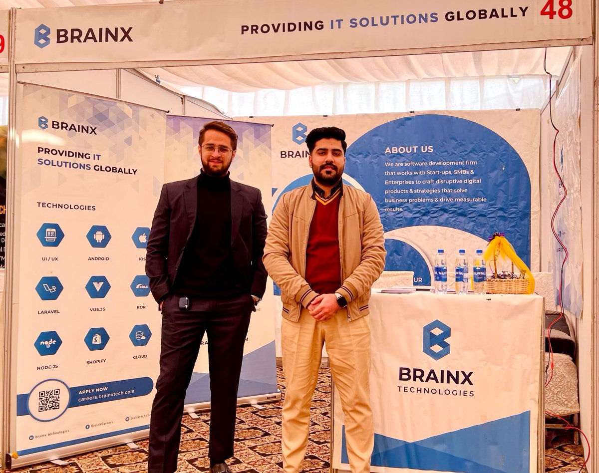BrainXTechs's tweet photo. Our Team is attending 𝗣𝘂𝗻𝗷𝗮𝗯 𝗖𝗮𝗿𝗲𝗲𝗿 𝗘𝘅𝗽𝗼 𝟮𝟬𝟮𝟮 at Government College University (GCU), Lahore.✨

We are overwhelmed to see the response getting from the students who are looking forward to joining us! ✌️
We would love to have them in our BrainX Team.🤩 (1/2) https://t.co/OLaqo8YyAA