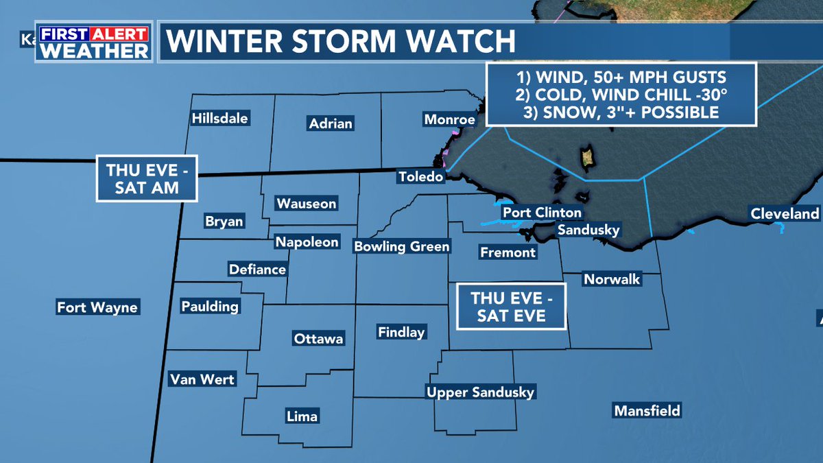 13abc's tweet photo. *Breaking* Winter Storm Watch expands to cover every county in the area from Thursday evening through Saturday. The triple threat of damaging wind, extreme cold, and snow expected. https://t.co/mx1iSbk3bH
