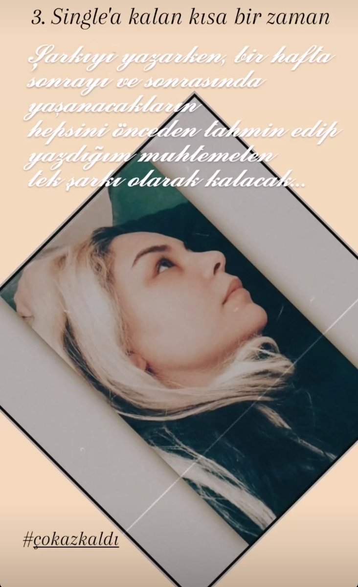 #çokazkaldı
Şarkıyı yazarken 1hafta sonrayı ve sonrasında yaşanacakların hepsini önceden tahmin edip yazdığım muhtemelen tek şarkı olarak kalıcak.
Yazarken yalnız başınaydım ama şarkı bittiğinde etrafıma baktığımda,
baya kalabalıktık...
Herkese teşekkürler 💖