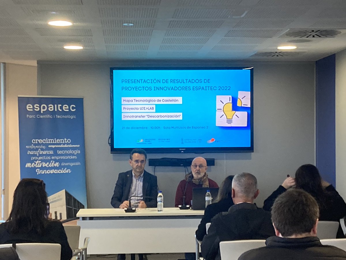 espaitec's tweet photo. 🗣️Comienza la “Presentación de Resultados de Proyectos Innovadores de #Espaitec”, todos ellos financiados por la Agència Valenciana de la Innovació.
#SomUJI #SomCiència #15AnysEspaitec #LosParquesAportan #ProyectosInnovadores #HubAsaService #MapaCastellón #UJILAB https://t.co/9HIYTKuekJ
