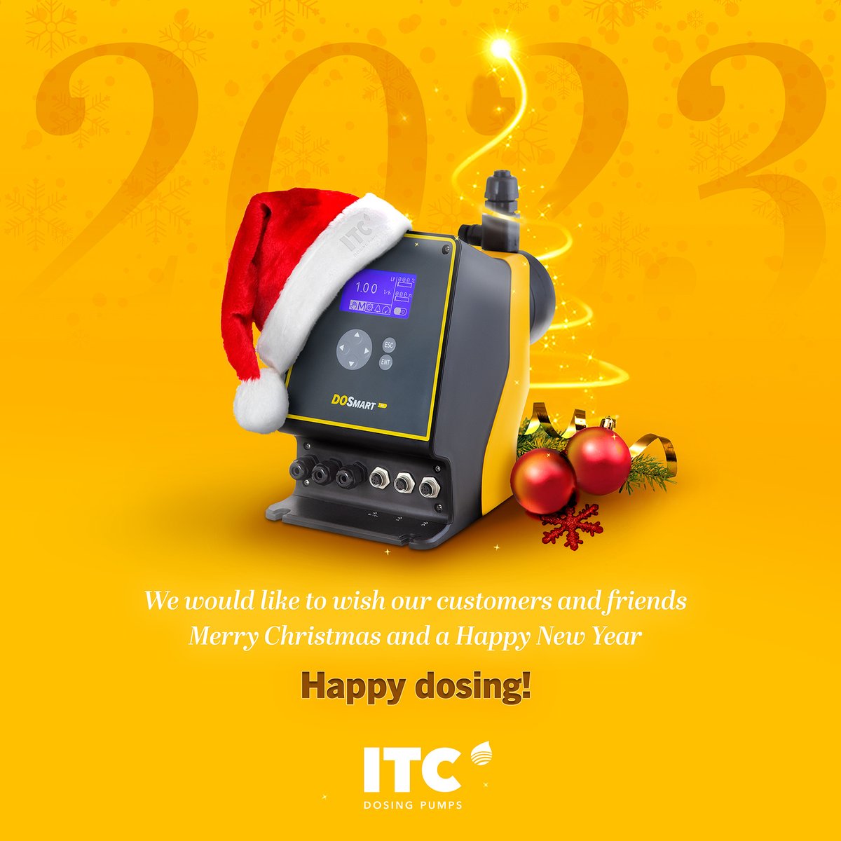 2022 has been 12 months full of effort, work and rewards, but, after all, what we are most #proud of is to continue by our costumer’s and distributors side for another year. Happy Dosing!

#DosingPumps #DosingTogether #DosingForBetterFuture