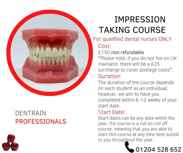 Dentrain's tweet photo. Are you a qualified dental nurse and want to progress more?
Here at Dentrain we offer impression taking course which we aim to complete within 6-12 weeks❤️
If you would like to take part in this course please contact us 01204 528 652 or alternatively email us at info@dentrain.net https://t.co/9v6Qr0TVsy