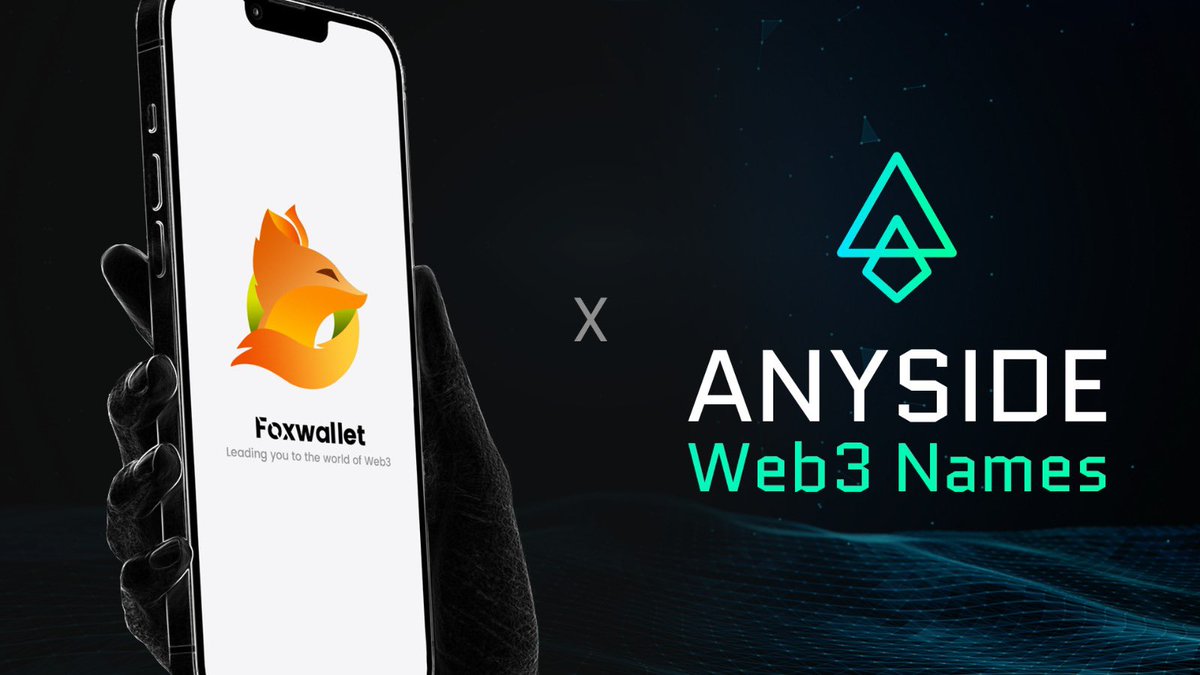 Anyside | NFT Name Service (@anysidenames) on Twitter photo We're excited to announce that <a href="/FoxWallet/">FoxWallet Official</a> has integrated Anyside Names.
You can now use your .any Web3 name for payments within the FoxWallet app. We're excited to announce that <a href="/FoxWallet/">FoxWallet Official</a> has integrated Anyside Names.
You can now use your .any Web3 name for payments within the FoxWallet app.