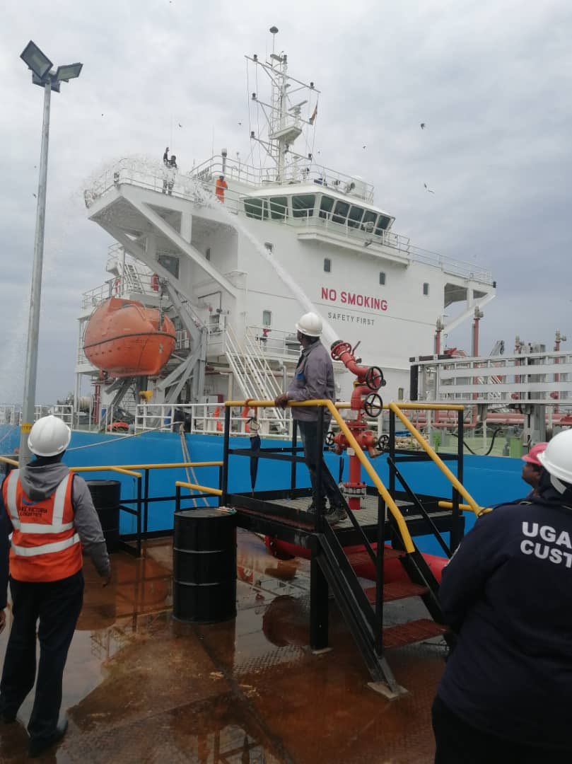 mukulaa's tweet photo. Today MT KABAKA MUTEBI II sailed off to kisumu Kenya to pick fuel for the first time, we are building 4 Fuel Ships which are longer than Nambole stadium &amp; each carry 4.5 million ltrs each &amp; will reduce the transport costs tremendously ⁦@KagutaMuseveni⁩ ⁦@cpmayiga⁩ https://t.co/dkBZd2Qjdb