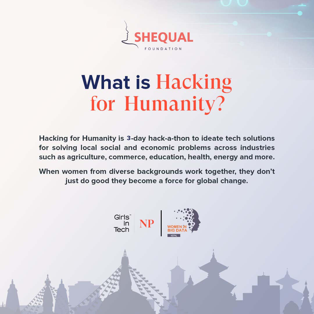 shequal_org's tweet photo. Join us in using our skills for good and making a difference at Nepal's Largest All-Female Hackathon!
#H4H #HackingforHumanity #FemaleHackers #WecanHack #GirlsinTech #GirlsinTechNepal #ShequalFoundation #WomeninBigData #LetsHack #HackingWeekend #hackathon #humanity #techforgood https://t.co/jhGR6fZenN
