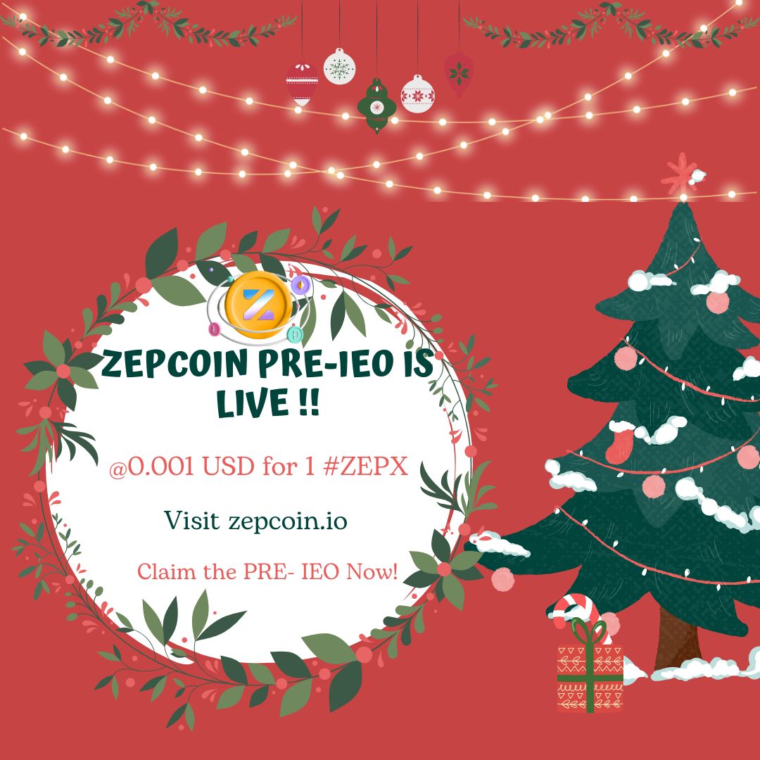 Shae18357632's tweet photo. Hey Zepians! 
#Christmas gifts are here 
ZepCoin Pre-IEO is live @0.001 USD for 1 #ZEPX 
Gained 10x from the ICO phase. 
Get 30% free ZEPX of your each buying instant.
Visit https://t.co/OSLtmE8HWW
Claim the PRE-IEO Now
@amardiana488
@huyenmmy
@romabey11
@TribbleDiamond https://t.co/IeCCNRxUok