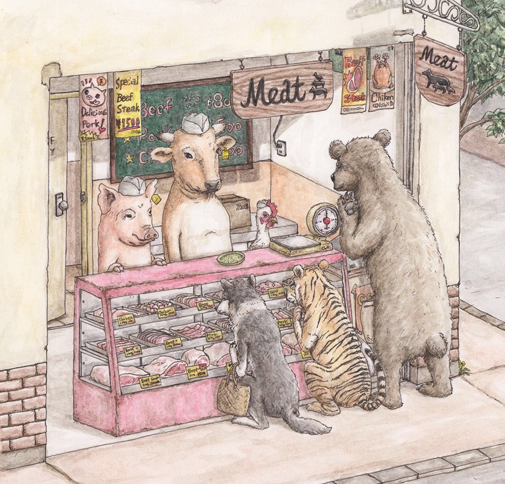 no humans shop bear traditional media storefront animal sign  illustration images