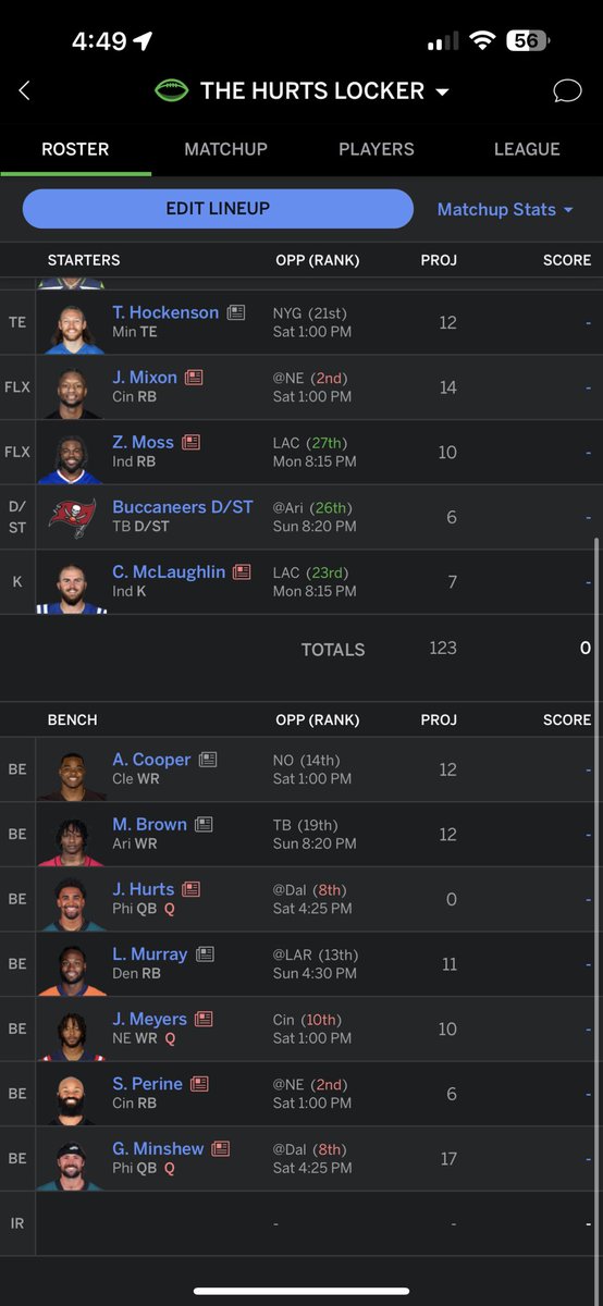 DavidCh79840822's tweet photo. @FantasyPros Need help with this line up please. Weather make me hesitate who I am going to start https://t.co/j5lv3gAhnM
