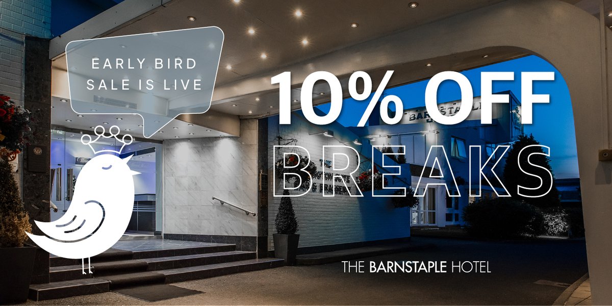 The Barnstaple Hotel (@barnstaplehotel) on Twitter photo ๐๐% ๐๐๐ ๐๐ก๐ ๐๐ก๐จ๐ฅ๐ ๐๐ ๐๐๐๐ โก
๐ 2nd January - 22nd December 2023
๐ Bed and Breakfast breaks start from just ยฃ45 per person per night
Offer ends 31st January, call us on 01271 376221 or click the link to Book Online.
barnstaplehotel.co.uk/offers/early-bโฆ ๐๐% ๐๐๐ ๐๐ก๐ ๐๐ก๐จ๐ฅ๐ ๐๐ ๐๐๐๐ โก
๐ 2nd January - 22nd December 2023
๐ Bed and Breakfast breaks start from just ยฃ45 per person per night
Offer ends 31st January, call us on 01271 376221 or click the link to Book Online.
barnstaplehotel.co.uk/offers/early-bโฆ