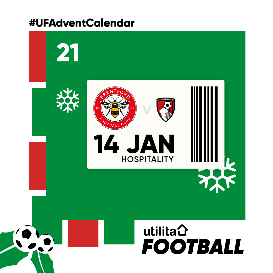 UtilitaFootball's tweet image. 🎁 𝐔𝐅 𝐀𝐝𝐯𝐞𝐧𝐭 𝐂𝐚𝐥𝐞𝐧𝐝𝐚𝐫 🎁

🎟️ Win x2 hospitality tickets to @BrentfordFC vs AFC Bournemouth!

RT, follow us and tag a mate for the chance to win - winners will be notified by DM

⌛ Entries close 10am December 22nd

#UFAdventCalendar 📆 | #BrentfordFC