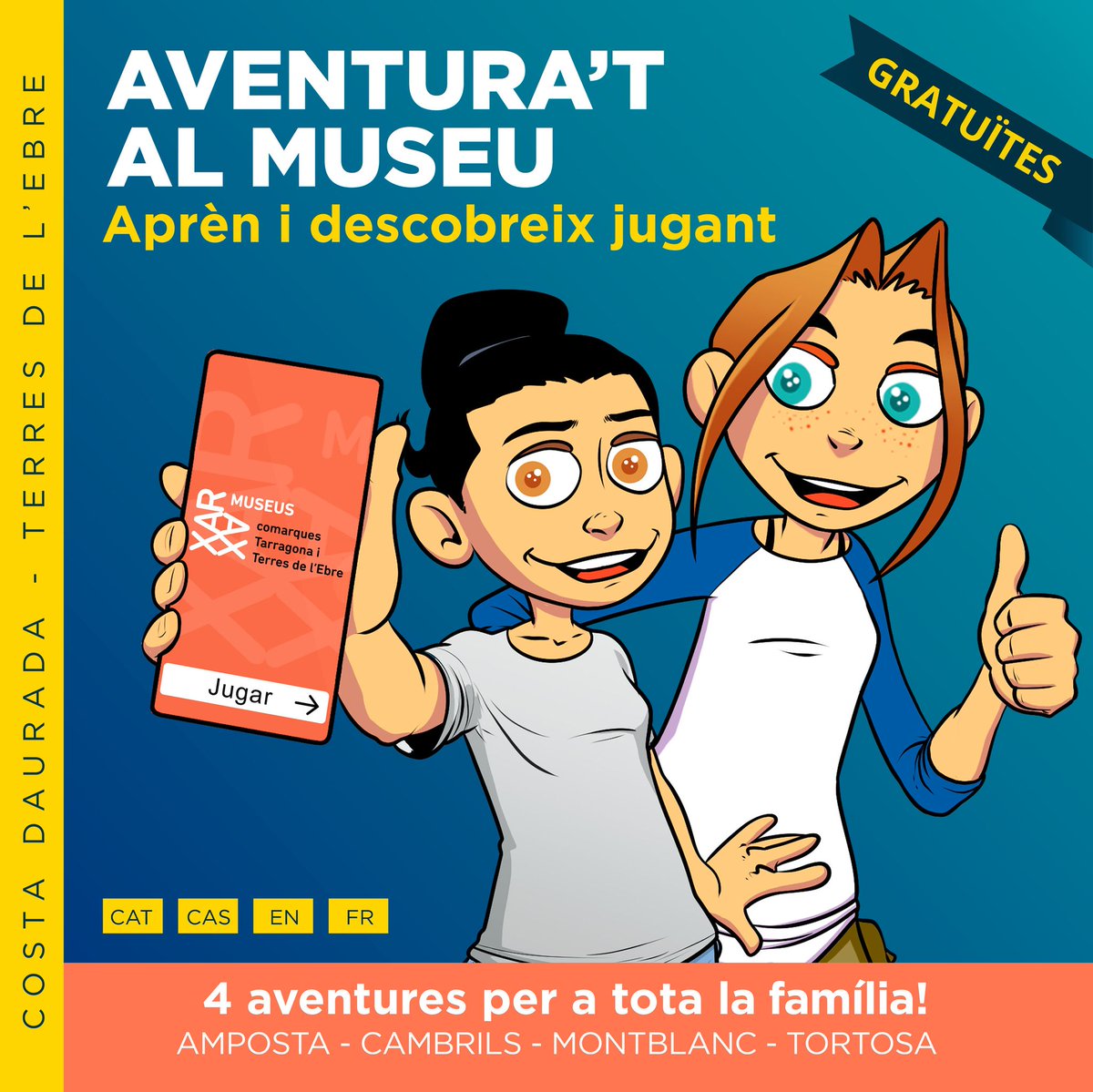 catexperience's tweet photo. Famílies, voleu conèixer el patrimoni de la #CostaDaurada a través del joc? “Aventura't al museu" és un joc d'enigmens i reptes que us descobrirà el Museu d'Història de #Cambrils i el Museu Comarcal de la #ConcadeBarberà! 👇😉

@CambrilsTurisme @concaturisme @costadauradatur https://t.co/rzXPlcYTRF