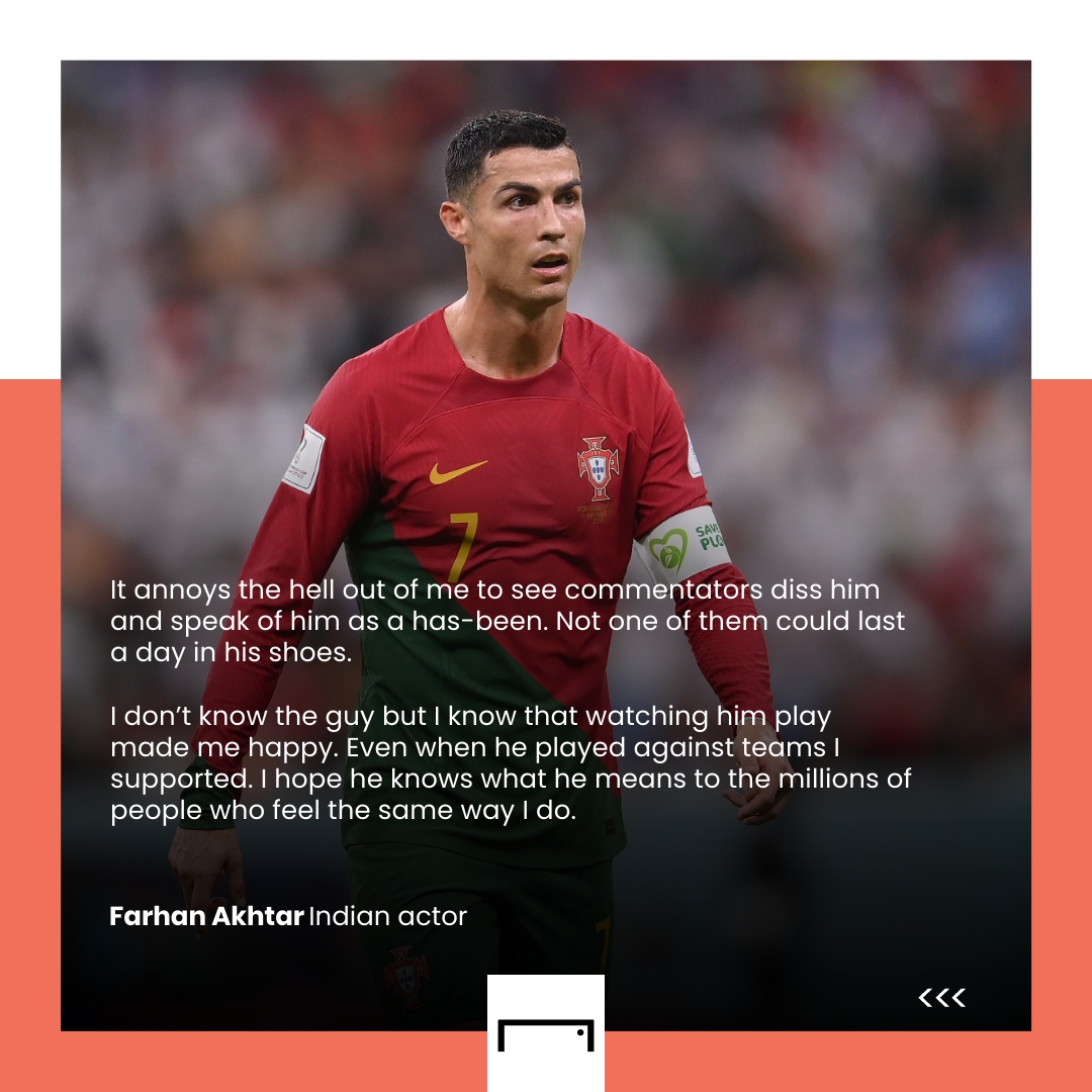 Goal_India's tweet photo. Lionel Messi is a GOAT but so is Cristiano Ronaldo 🙌

Bollywood actor @FarOutAkhtar hails @Cristiano https://t.co/Tky0WH9tEi