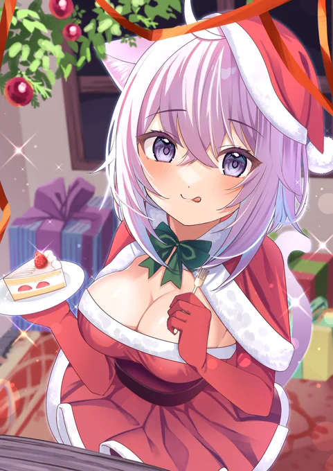 クリスマスだし、一緒にケーキ食べよ〜 #絵かゆ 
