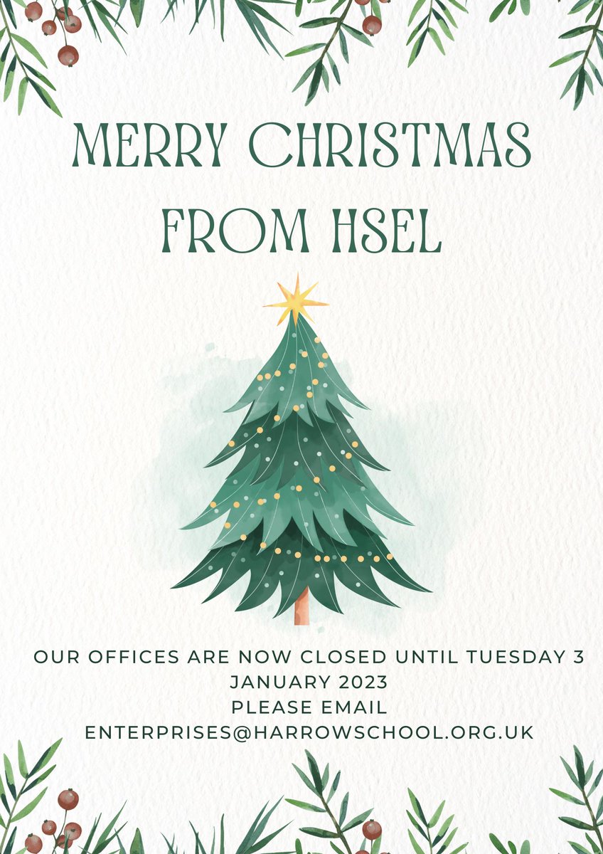 The Harrow School Enterprises offices are now closed for Christmas.
We look forward to answering your emails and enquiries in the new year!
Have a wonderful festive season!