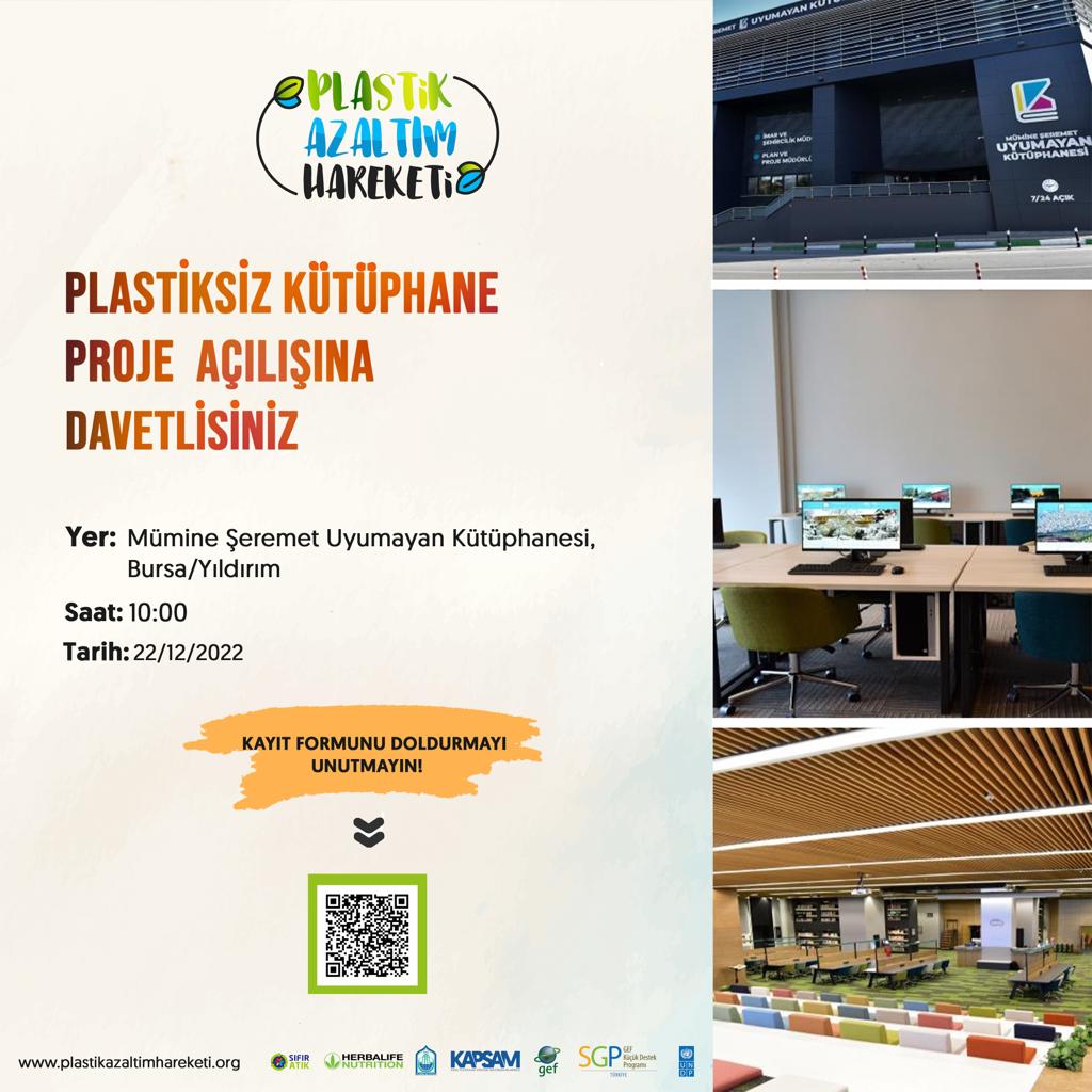 📢22 Aralık Perşembe günüBirleşmiş Milletler Kalkınma Programı GEF-SGP desteğiyle yürüteceğimiz "Plastiksiz Kütüphane" Projemizin Açılışını gerçekleştiriyoruz.

🌎Gençlerle bir araya geleceğimiz ve çok kıymetli panelistleri ağırlayacağımız programımıza davetlisiniz!