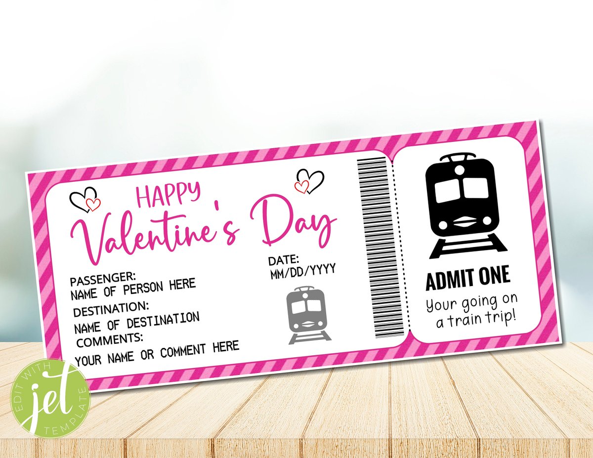 BallabioAdri's tweet photo. Excited to share the latest addition to my #etsy shop: Editable Valentine's Day Train Ticket Boarding Pass ,Surprise Trip Getaway Holiday Vacation, Printable Voucher, Instant download https://t.co/psfaesMmtH #backtoschool #partyprintables #partydecor #partyfavors #part https://t.co/NiS91jZMHb
