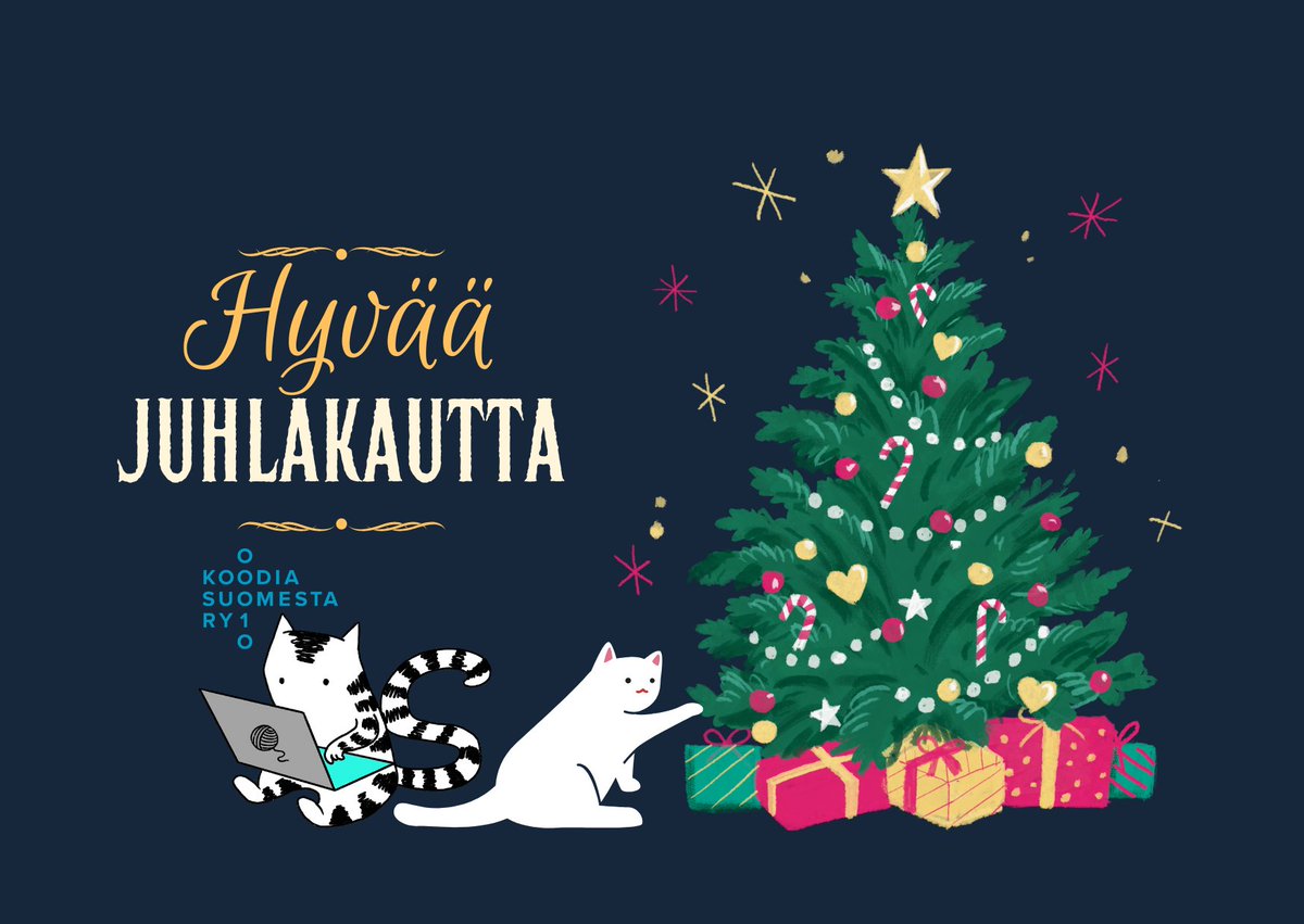 koodiasuomesta's tweet photo. Hyvää joulunaikaa - ollaan kilttejä, nautitaan ja koodataan!

Season's greetings - stay nice, have a good time and keep coding! 

#KoodiaSuomesta #CodeFromFinland https://t.co/Y4Ih3T2ox6