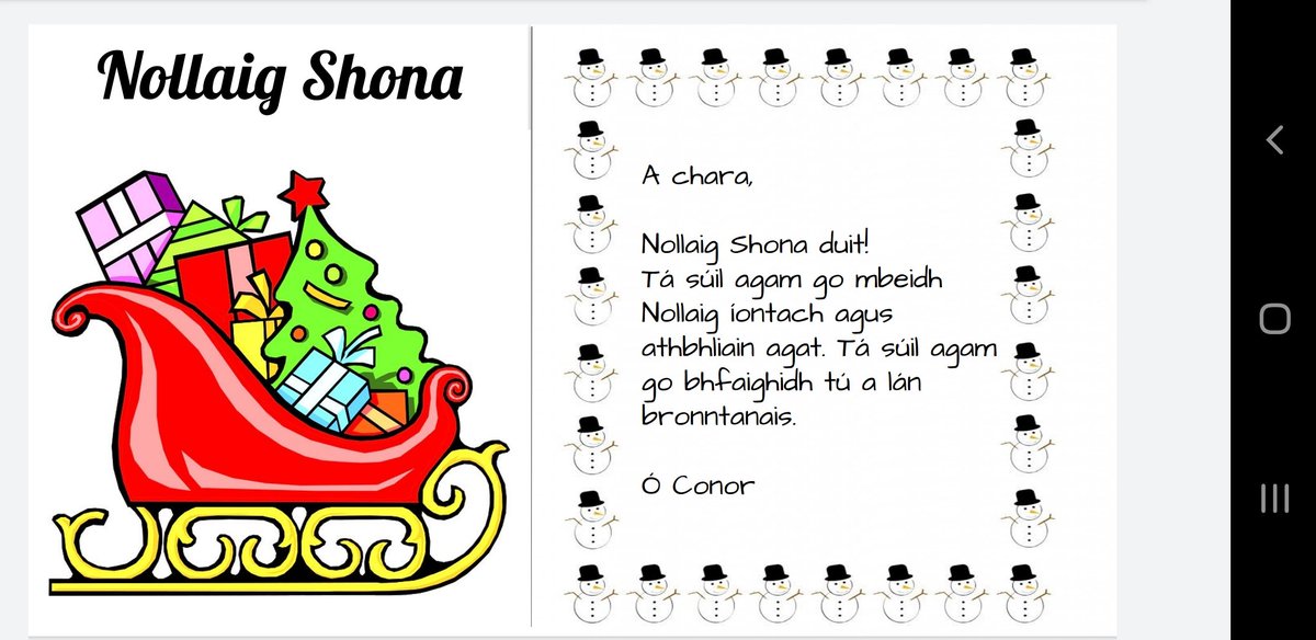 odowd_bryan's tweet photo. @StDavidsSS Dara bliain Gaeilge were busy making digital Christmas cards on #GoogleSlides this week! https://t.co/C5Hbx3B2i8