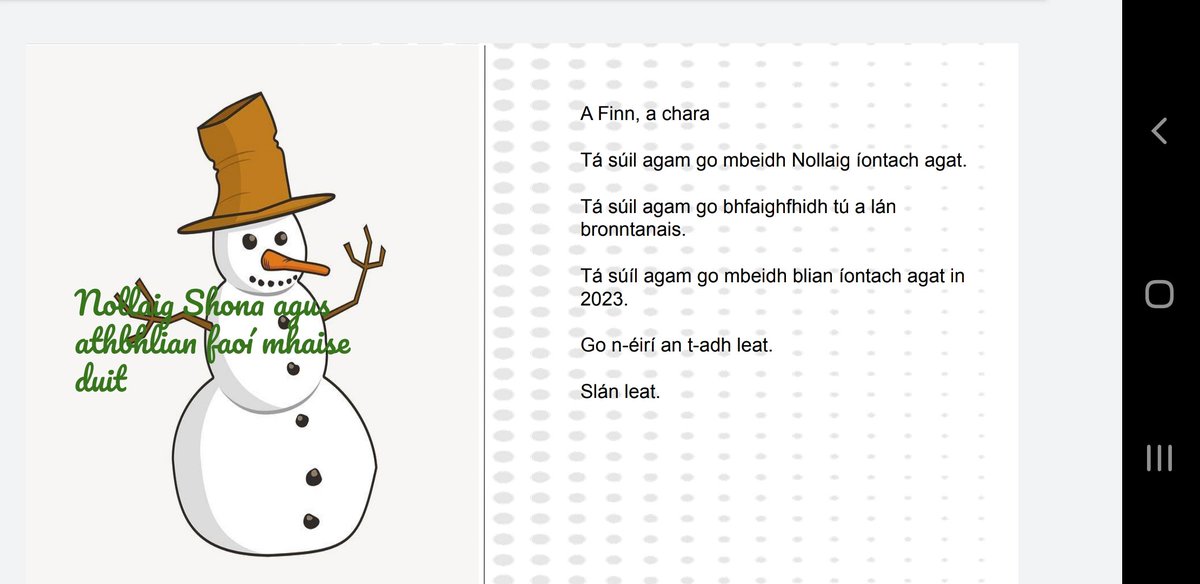 odowd_bryan's tweet photo. @StDavidsSS Dara bliain Gaeilge were busy making digital Christmas cards on #GoogleSlides this week! https://t.co/C5Hbx3B2i8