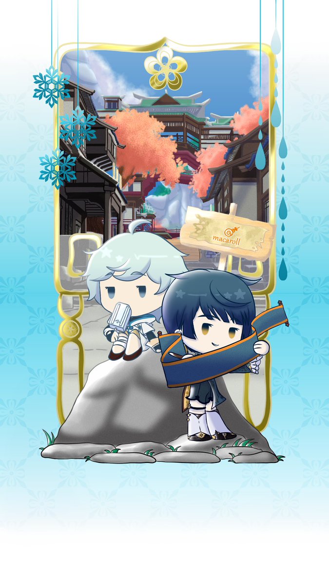 macaroll_art's tweet photo. These are free wallpapers, but I think Tumblr has better resolution? #genshin #wallpapers #chibi #Xingqiu #Chongyun #Liyue #icecream #popsicle #scroll #bestfriends #bffs #原神 https://t.co/vdH2YWFLQv