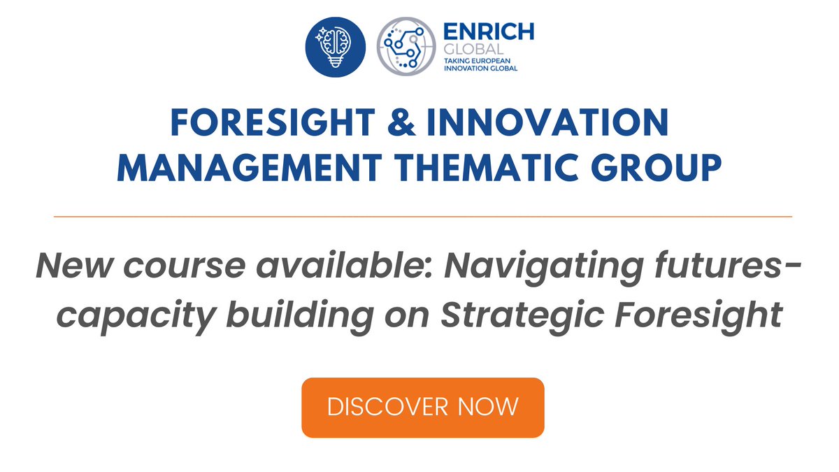 💡 Are you interested in anticipatory decision-making?

The Foresight and Innovation Management Thematic Group launched a new training course on Strategic Foresight with the support of <a href="/ENRICH_in_LAC/">ENRICH in LAC</a>.

Learn more ➡️ bit.ly/3hH1jWq