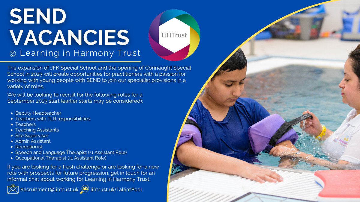 The Learning in Harmony Trust has some exciting and ambitious growth plans for our SEND provision in Newham, and we are looking for practitioners with a passion for working with young people with SEND to join us on our journey. Find out more at lihtrust.uk/SEN-Recruitment #edutwitter