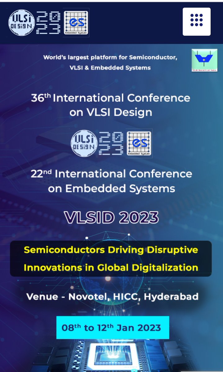 tasleemarifk's tweet image. 36th International conference on Embedded Systems.

Catch me as speaker along with other Global leaders on Semiconductors Driving Disruptive Innovations in Global Digitalization.
#VLSID2023

Check for more detail and register Now:
vlsid.org