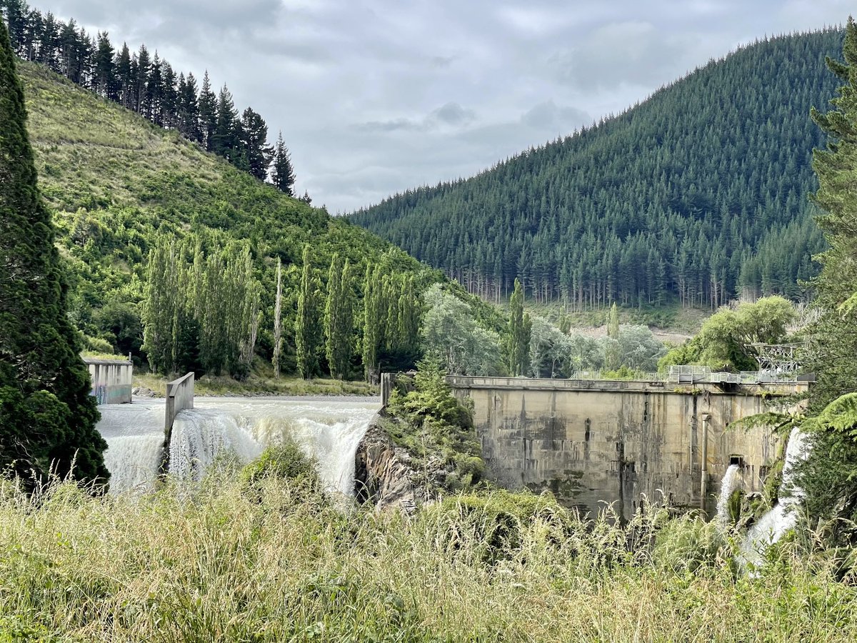 aquidity's tweet image. Waihopai Valley, #Marlborough Spillway, two men in white suits, one curious cow #Spyvalley #Wednesday
