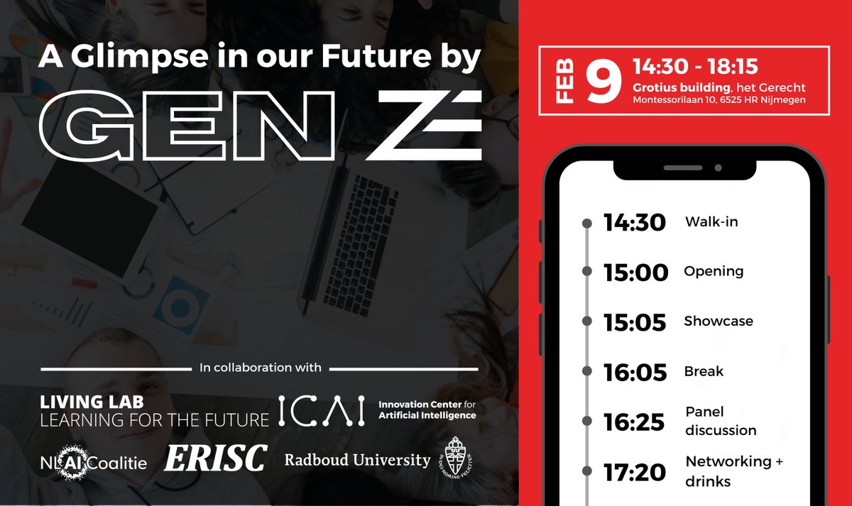 Join us for 'A Glimpse in our Future by Generation Z' - an event with AI researchers in Gen Z & an exploration of the intersection of AI & the digital native generation. Plus, experience AI-generated music & dishes! Sign up now: icai.ai/event/a-glimps… #AI #GenerationZ