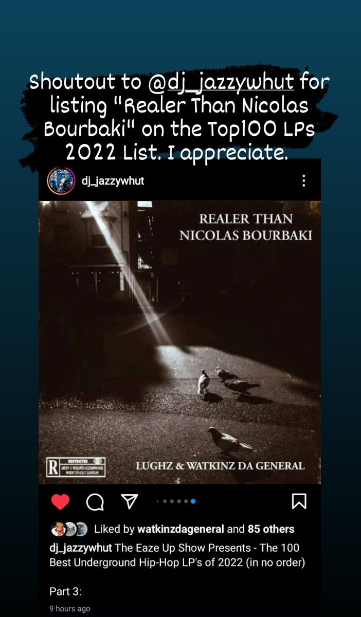 Shoutout to <a href="/DJ_Jazzywhut/">DJ Jazzywhut!/The Eaze Up Show</a> for listing "Realer Than Nicolas Bourbaki" album on the Top100 LPs of 2022 list.
