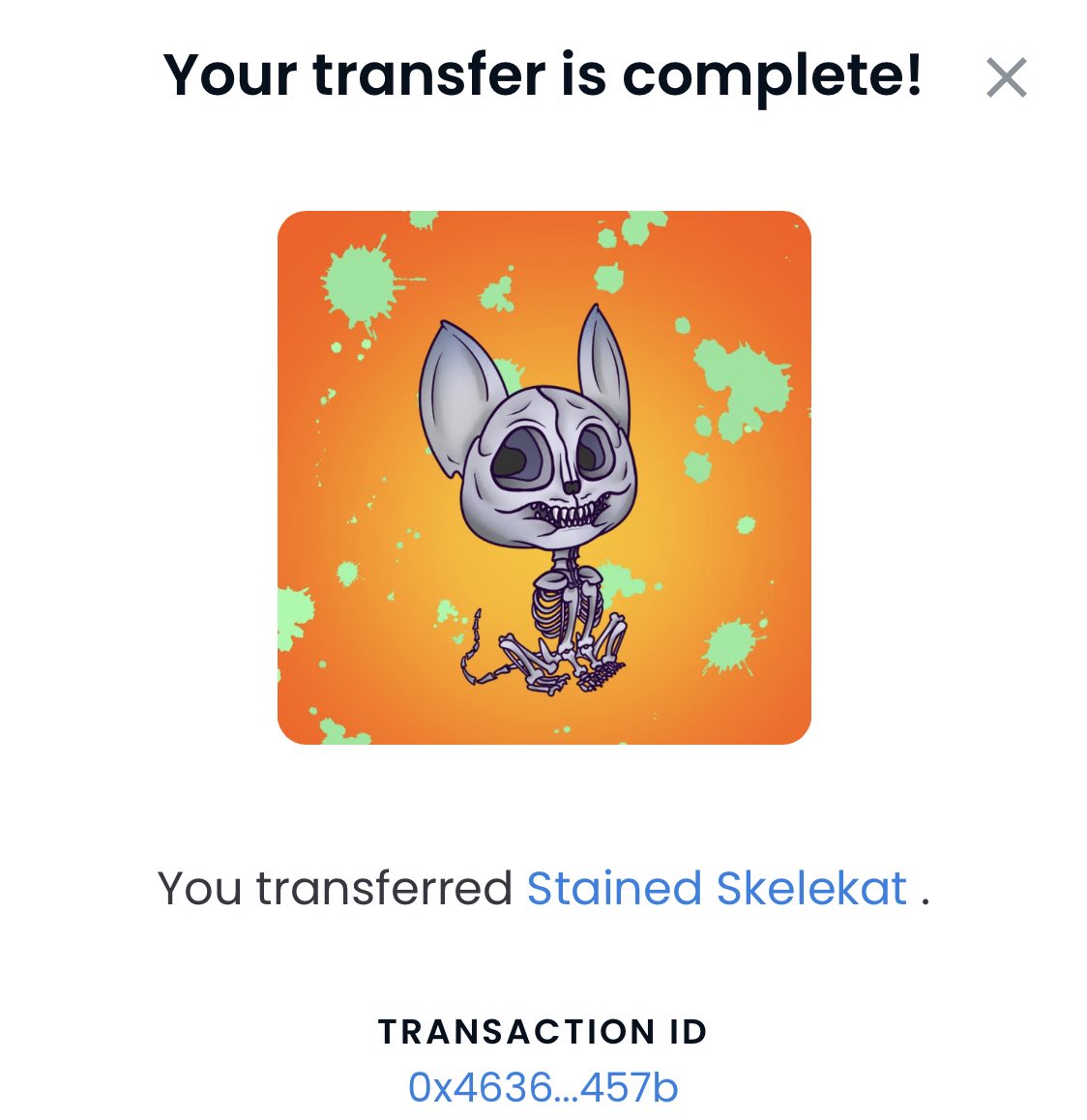 Good meowing🌨️

🌈Airdropped this Stained Skelekat to you dear Rachel <a href="/iVibrant_NFT/">iVibrant🌺</a> 🔥☠️💛

Thank you💕 I forgot you actually own Evy on ETH and that would be that you got 6 Randocats (ReSold 2)

✨Hope you like it😸

Fam check on her beautiful collection and FOLLOW🔥

#NFTs #NFT