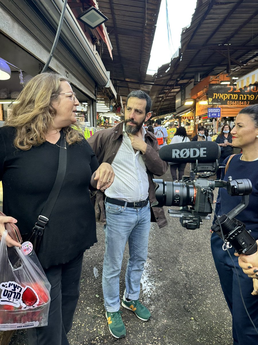 IsraelItaly's tweet photo. Yesterday we stroll Shuk Ha Carmel with Chef Pierluigi Fais of Josto Restaurant.
With us @AdeenaSussman and @Fabiana_Mag . 🫶🏻 We meet the market directory, we shared thoughts and best practice. Later, we enjoy a live masterclass where we sampled the Sardinia's ingredients. https://t.co/nxhhVL6AUm