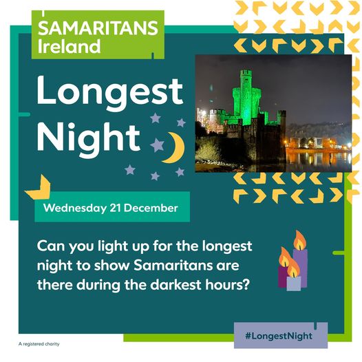 Kilkenny Castle will light up green tonight to mark the Winter Solstice in support of Samaritans Ireland for their #LongestNight campaign 💚💚💚
Samaritans can be contacted 24 hours a day, 7 days a week, on freephone 116 123 
#samaritanslongesnight #longestnight #WinterSolstice