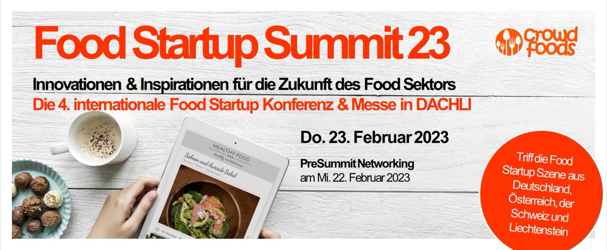 🍽 #FoodSummit23 – die 4. internationale Food Startup Konferenz und Messe von <a href="/crowdfoodsFESA/">Crowdfoods (FESA)</a> findet am 23.02.2023 in Radolfzell am Bodensee statt.
Mit dem ✨Code FSS23-nds50-CF ✨gibt es 50% Rabatt auf Tickets und Stände unter: 👉 foodsummit.crowdfoods.com 
#FSS23