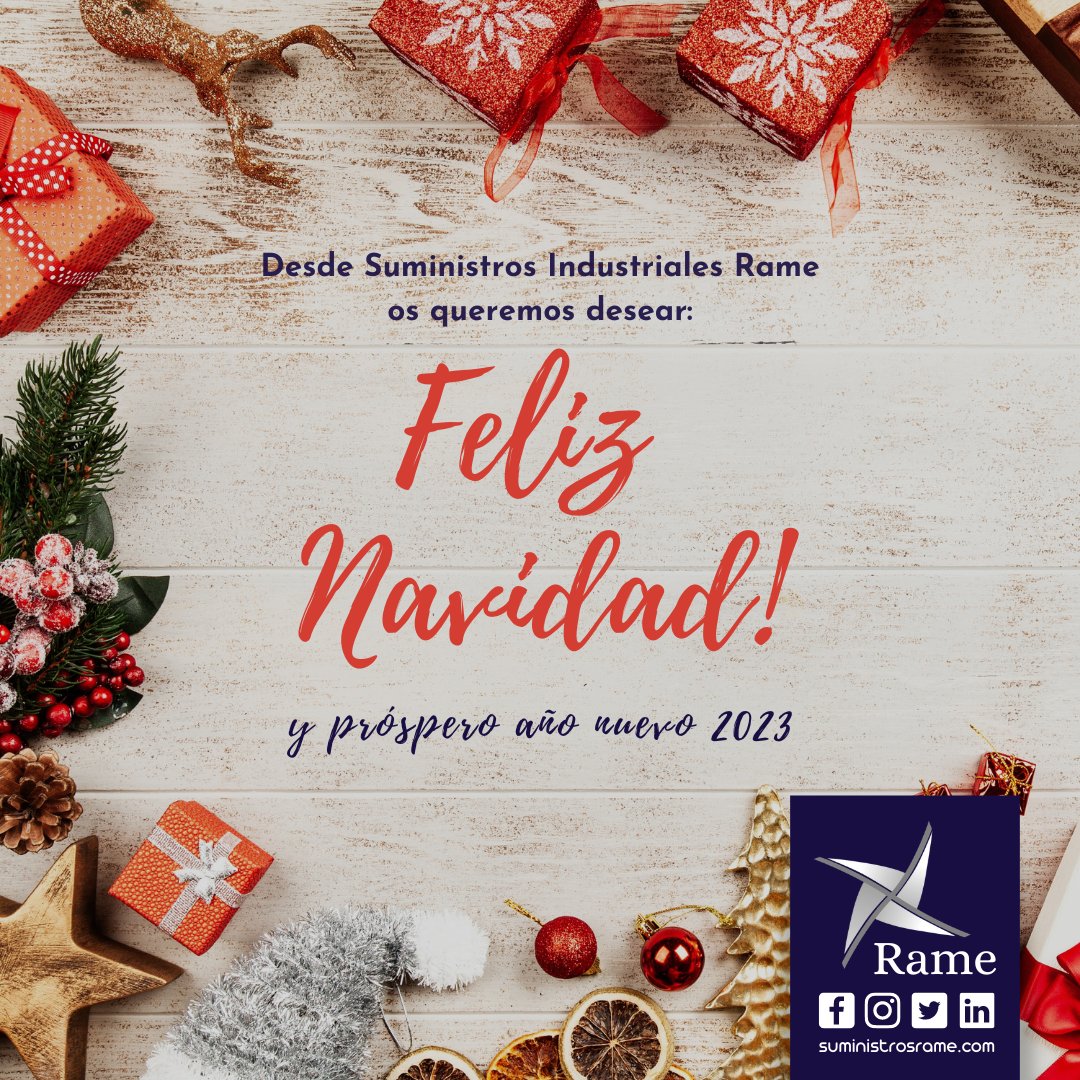 SuministrosRame's tweet photo. Desde #SuministrosRame queremos desearle una #FelizNavidad y próspero #AñoNuevo2023 🎁🎅 Esperamos que el nuevo año venga cargado de ilusión y que estas festividades las pasen rodeados de la gente que más quieren. 

¡Felices Fiestas! https://t.co/r3abdP2jEl