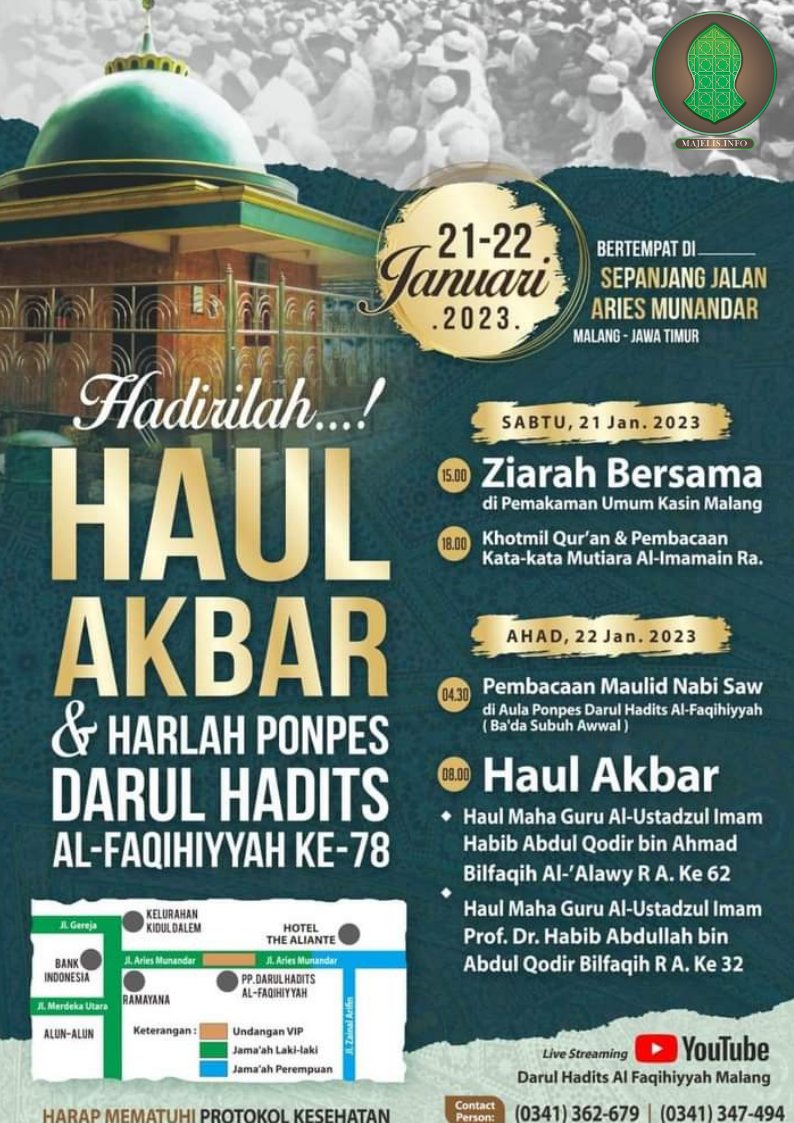 Haul Akbar Imamain Darul Hadist Malang

majelis.info/event/haul-akb…

Hari Sabtu - Ahad Tanggal 21-22 Januari 2023