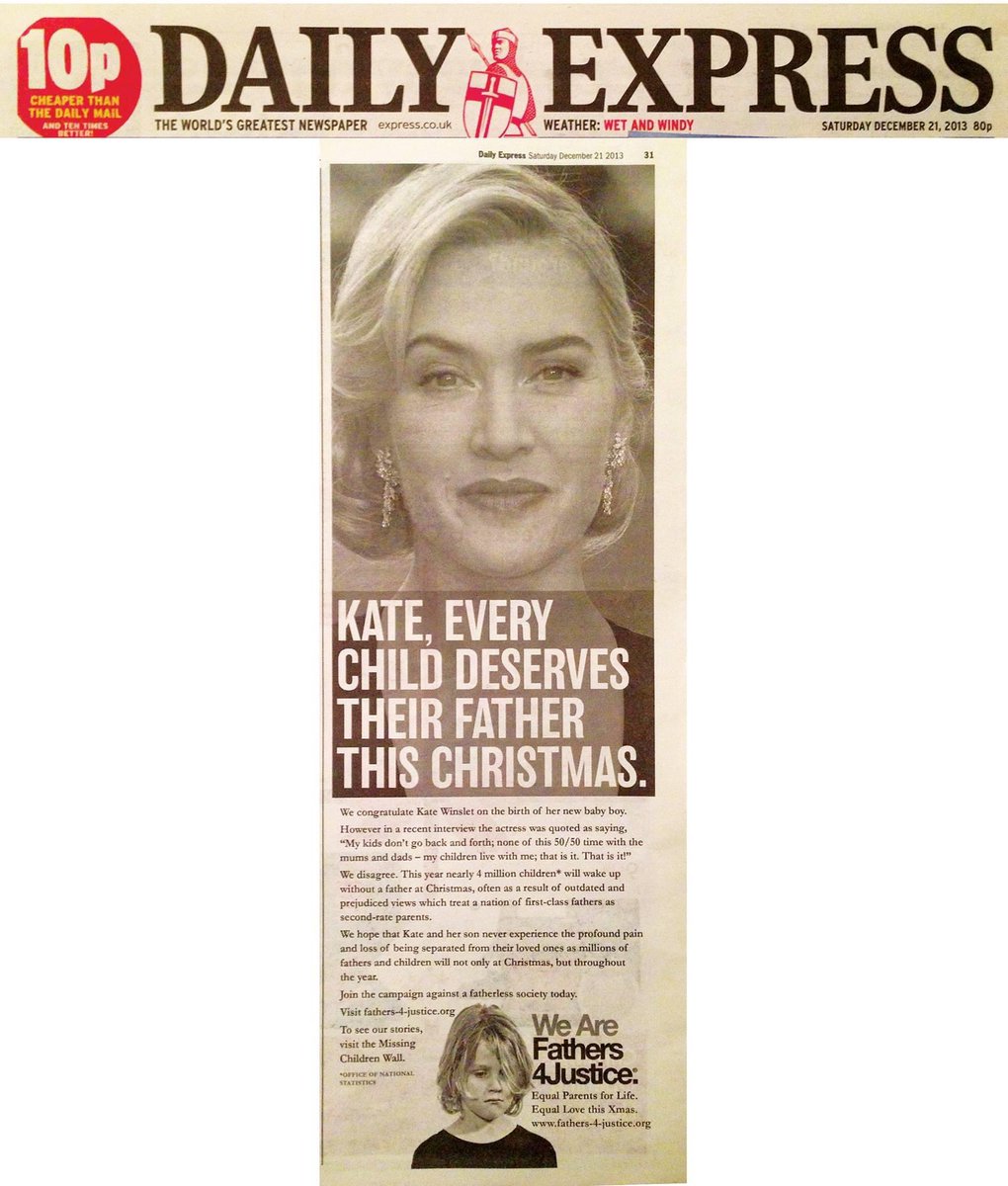 ON THIS DAY IN 2013 #F4J #Fathers4Justice #FathersRights #KateWinslet