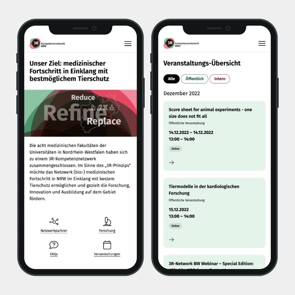 Das neu gegründete 3R Kompetenznetzwerk NRW möchte medizinischen Fortschritt in Einklang mit bestmöglichem Tierschutz bringen. Wir steuerten Logo und Website bei.

Mehr dazu:
schwarzdesign.de/news/3r-kompet…

#3r #nrw #webdesign #craftcms #tierversuchevermeiden