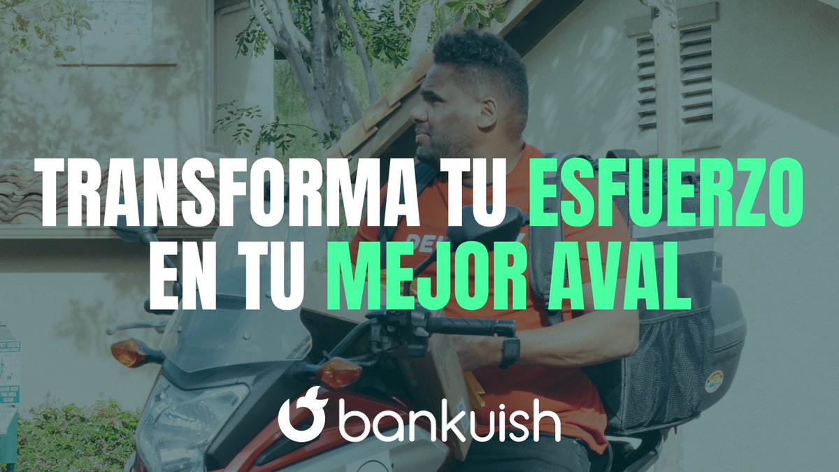 ¿Imaginas todo tu esfuerzo diario en las aplicaciones de reparto transformado en tu mejor aval para acceder a créditos en condiciones óptimas?

Únete a la revolución financiera. Únete a Bankuish 🚀

#Bankuish #Fintech #gigworker