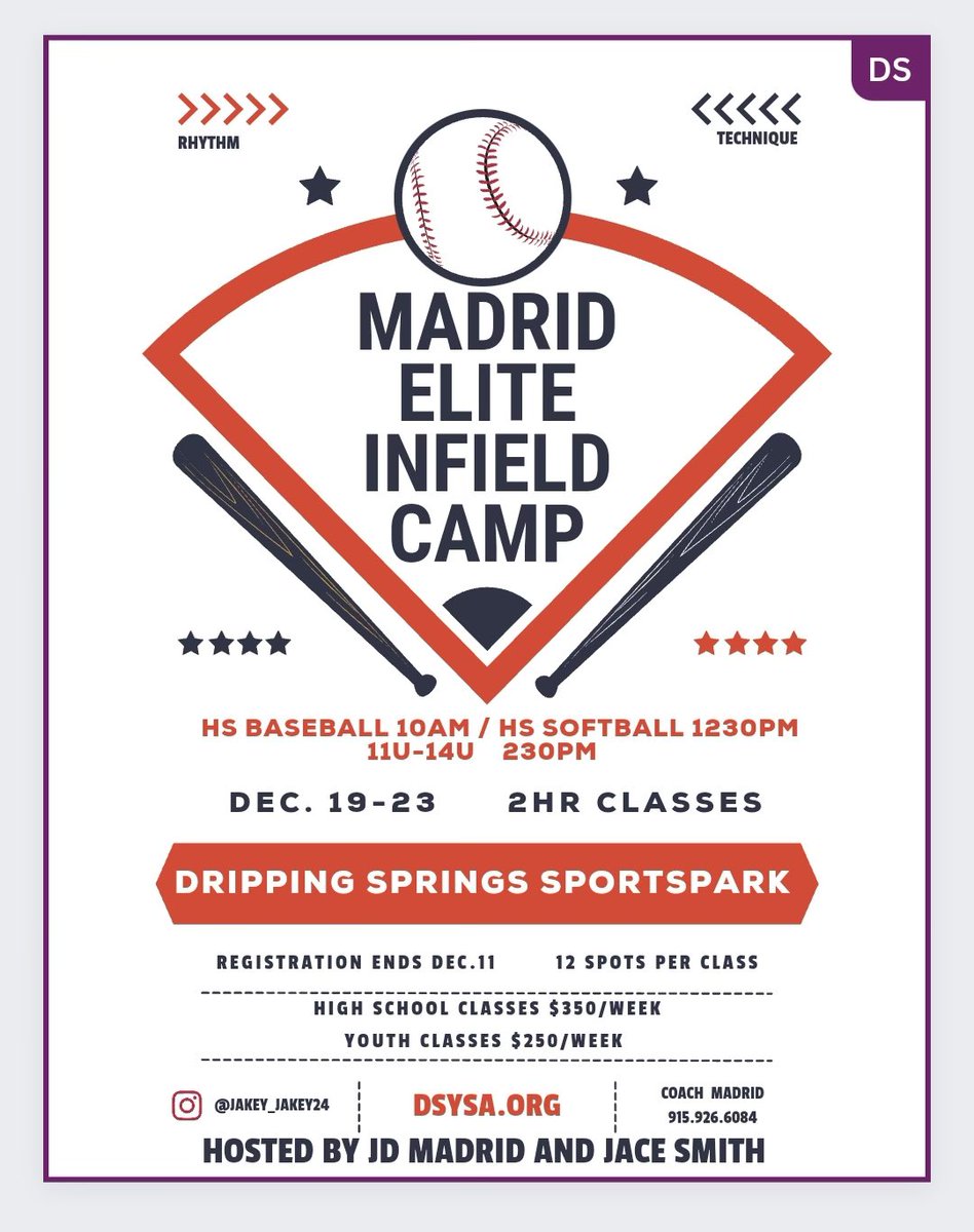 DSBaseballClub's tweet image. Checkout these action shots from our Madrid Elite Infield Camp! 📸 ⚾️ 

This 5 day camp is led by coaches Jacob Madrid &amp;amp; Jace Smith to help players develop and strengthen their skills 🔥 #DSselect #DSBaseballClub #SelectBaseball #Infield
