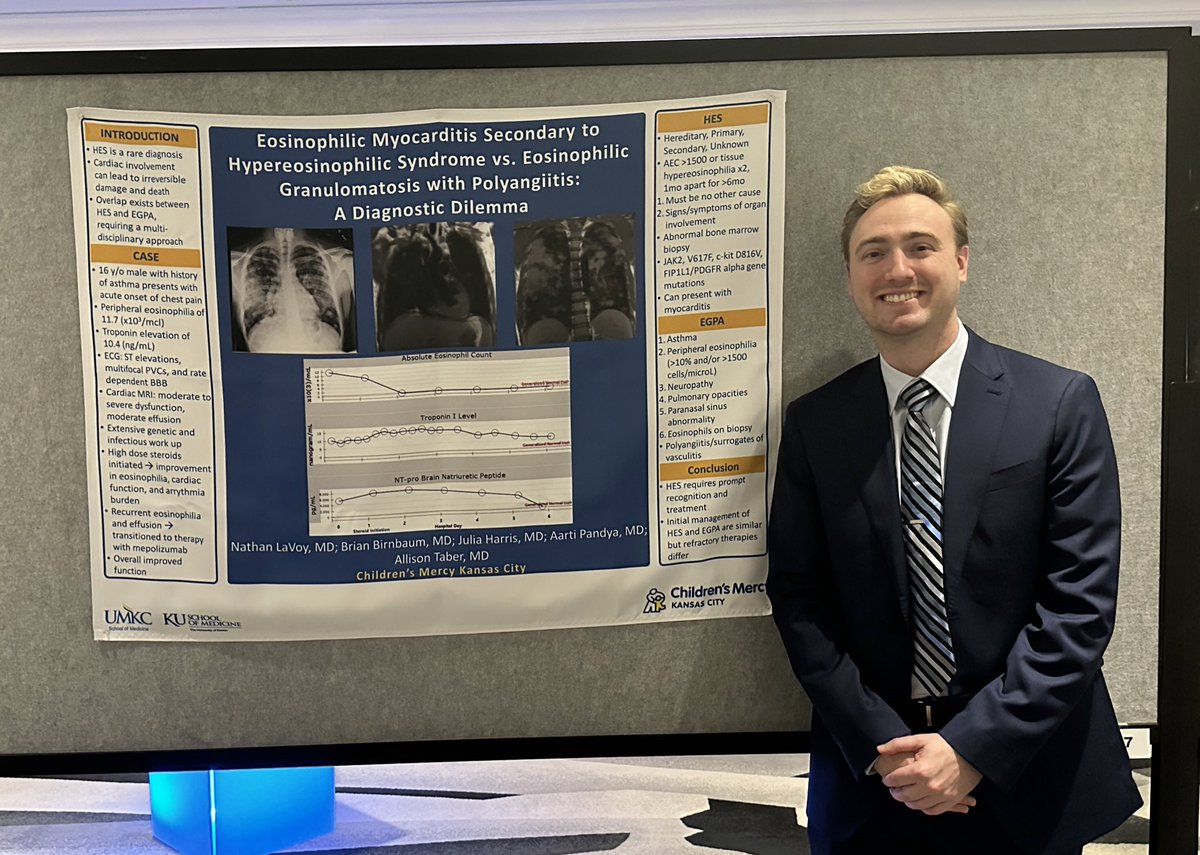 Had a great time at #pcics 
Thanks to <a href="/dr_ATab/">Allison Taber</a> and team for helping me present a case of #EosinophilicMyocarditis 
Fun to hear about the different cases nationally that people have seen! 

Also are we team fabric posters? I can’t decide; much easier to travel with!