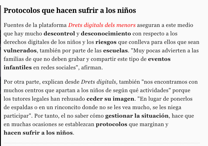 DretsDigitalsM's tweet photo. Pues eso: cantidad de escuelas que adoptan protocolos que hacen sufrir a los niños de las familias que simplemente quieren proteger su privacidad https://t.co/k48NHgHH1r vía @cronicaglobal @veronicagomez_9
Encara esperant solucions @JosepGCambray @apdcat @JordiMartiGrau @paugv87 https://t.co/2Rql6BtZVU