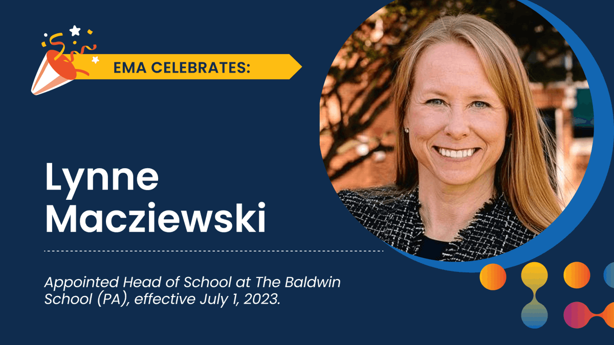 EMA congratulates <a href="/LynneMacziewski/">Lynne Macziewski</a>, cohost of EMA’s Confidently You: Women In Leadership Podcast, for her recent Head for School appointment <a href="/baldwinschool/">Baldwin School</a>, beginning July 2023. We're thrilled for you &amp; wish you all the best in your new role! Read more at: ow.ly/rQ8Z50M3PJS
