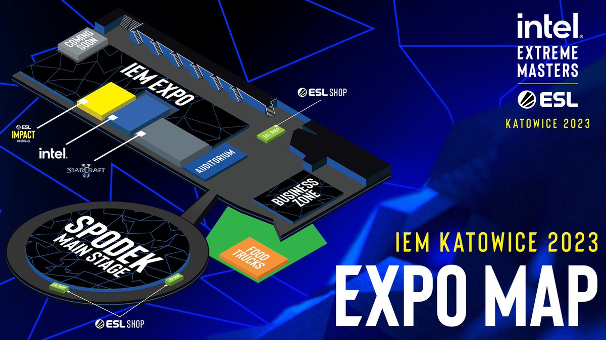Check out the #IEM Expo map as we edge closer and closer to #IEM Katowice 2023! 🗺️

We'll be revealing more things in the run up to the event! 👀

🔗: esl.gg/ktw