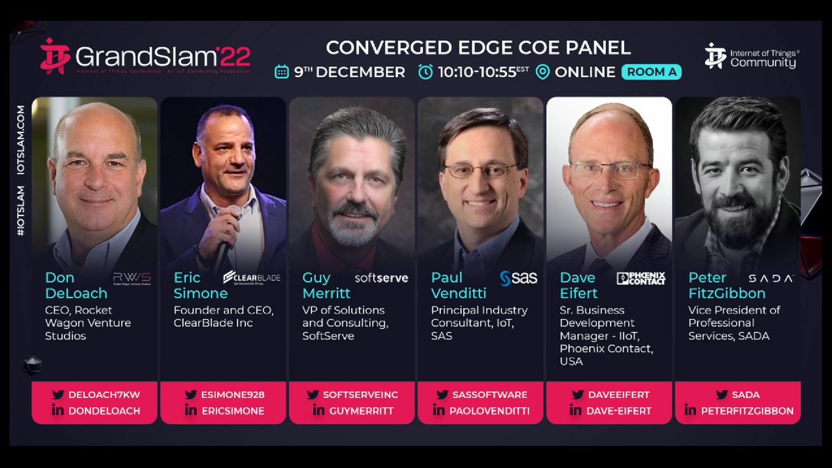 Relive @IoTCommunity #CECoE Panel: Cloud & Industrial Systems Meet at the Edge. Featuring @esimone928 @ClearBlade, @deloach7kw, Guy Merritt @SoftServeInc, @DaveEifert @PhoenixContact, @Paulvenditti3 @SASsoftware, and Peter FitzGibbon @SADA
iotpractitioner.com/iot-grand-slam…
#IoTCommunity