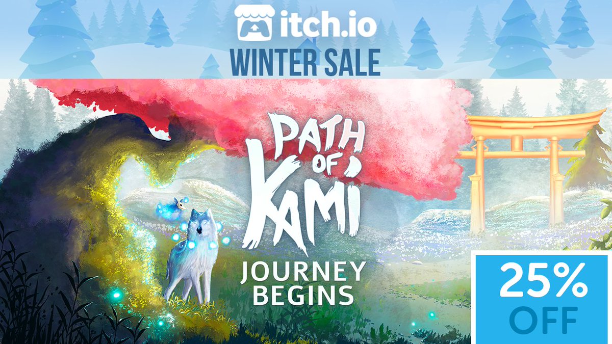 CaptiLight's tweet photo. The #itchWinterSale has started! You can find #PathOfKami Journey begins and DLC now 25% off ☃️❄️ Happy Holidays everyone! 🥳

@itchio #itchio #indiegames #indiegaming https://t.co/OvF23L6yYc