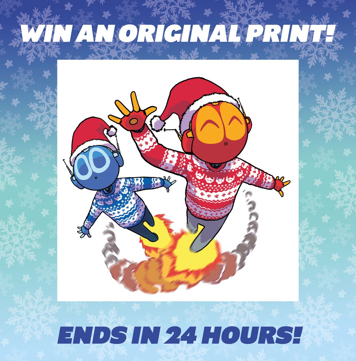 🎄 Day 12 - our FINAL DAY - of our 12 Days of Christmas giveaway! 🎄

WIN a Mega Robo Bros original print by <a href="/neillcameron/">Neill Cameron Has Left The Building</a>!

To enter...
✅Follow us. 
👍Like and retweet this post. 
😍Comment a 🤖 emoji.

The WINNER will be announced in 24 HOURS!