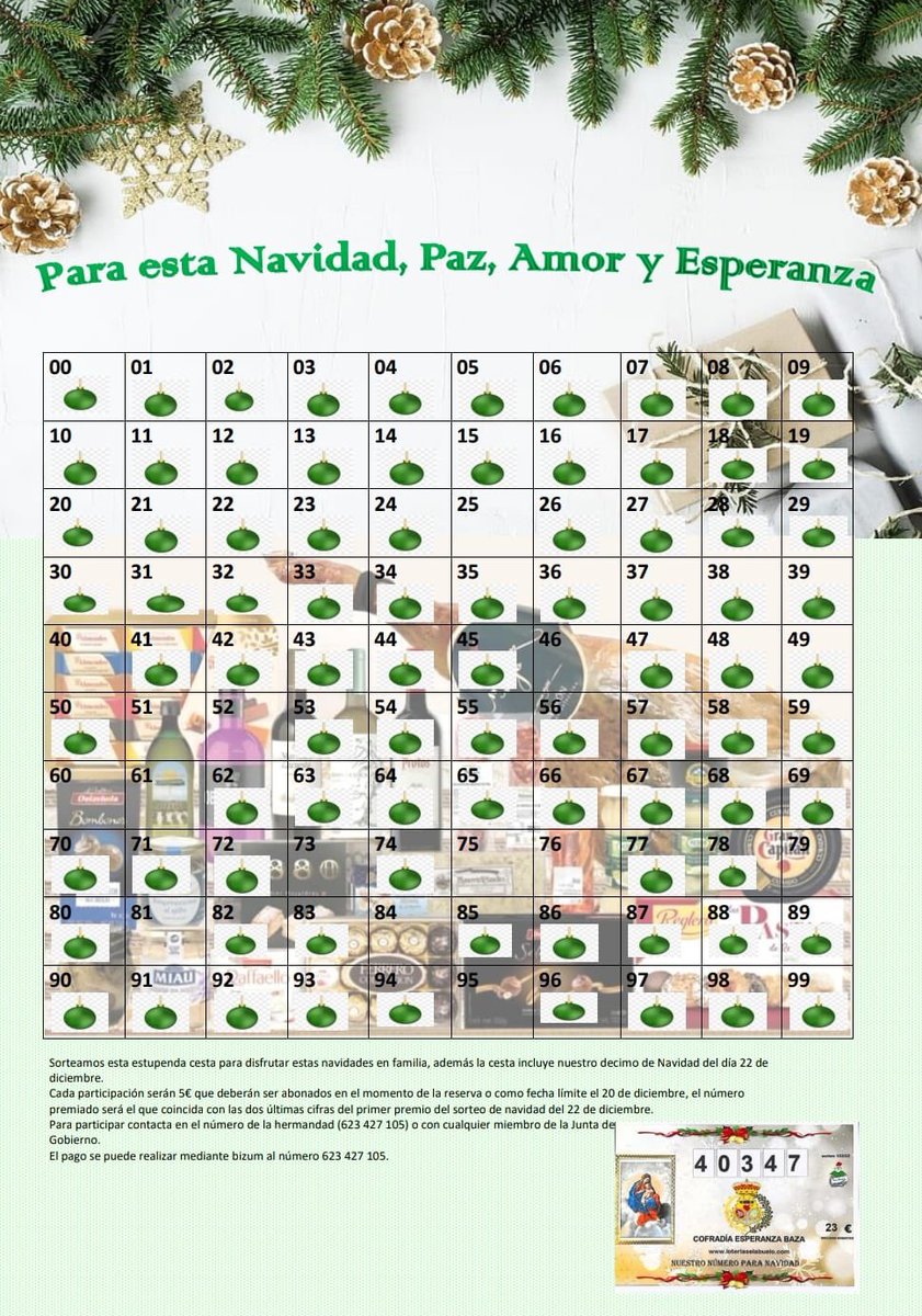 *CESTA DE NAVIDAD*🎄🎅🔔❄

Estamos a tan sólo unas horas del sorteo de navidad del 22 de Diciembre y quedan los *últimos números* de esta estupenda cesta con la que puedes celebrar y degustar en ésta Navidad con tus seres queridos. 

Aún puedes ser el afortunado!! 

💚⚓💚