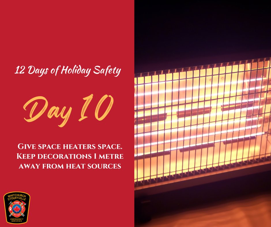 Give space heaters space. Ensure space heaters are kept clear of combustible materials #12DaysofHolidayFireSafety #HolidayFireSafety
